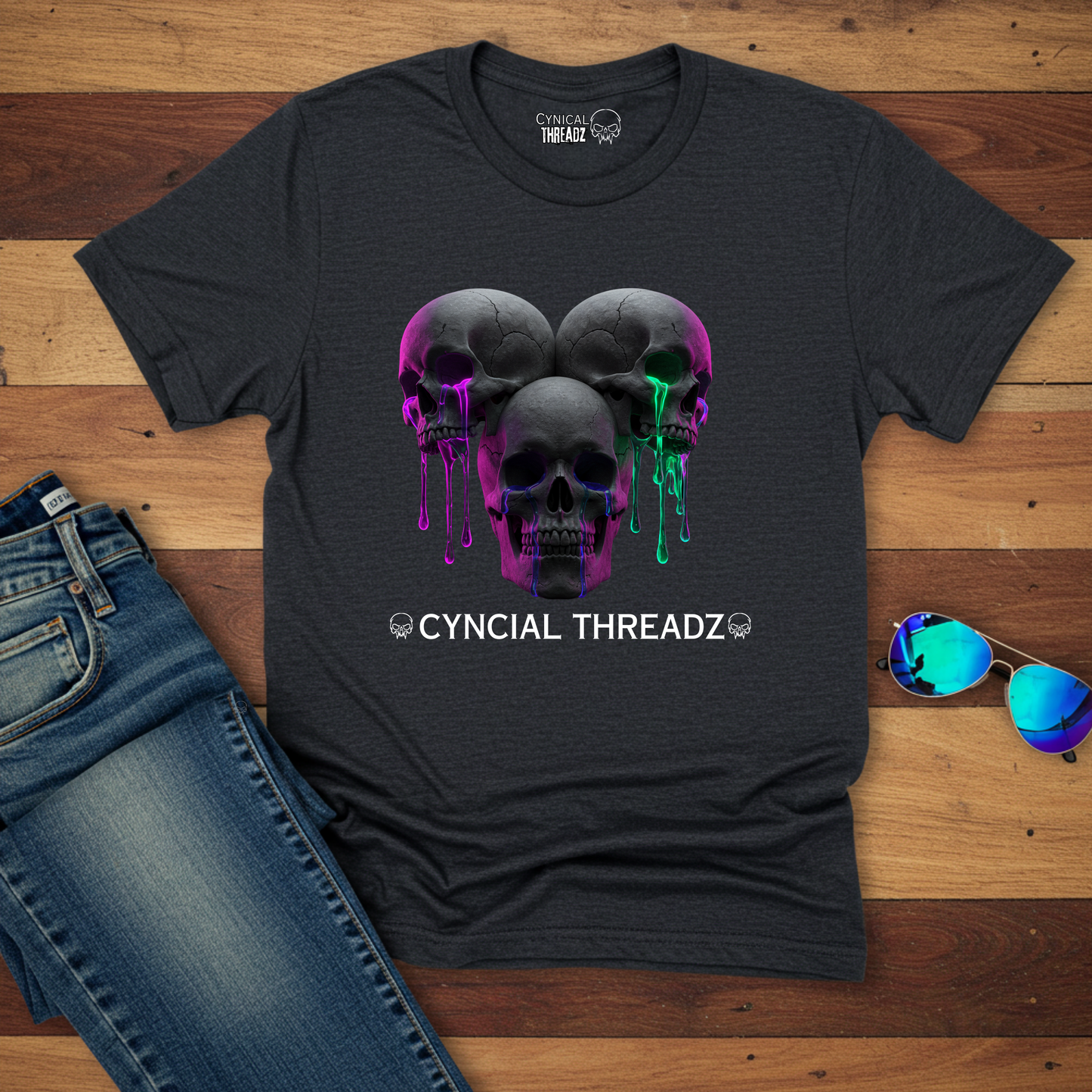 THREE SKULLS, UNISEX T-SHIRT