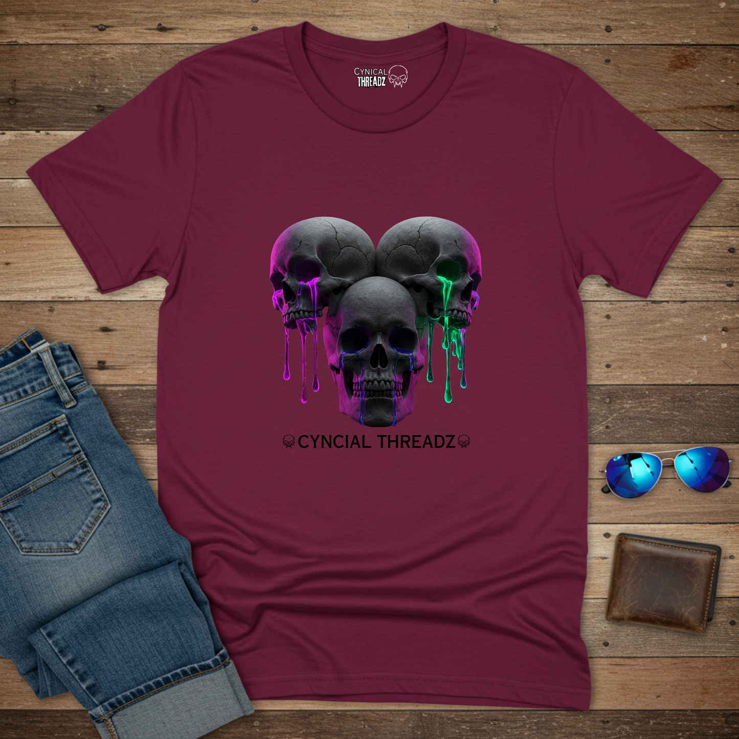 THREE SKULLS, UNISEX T-SHIRT