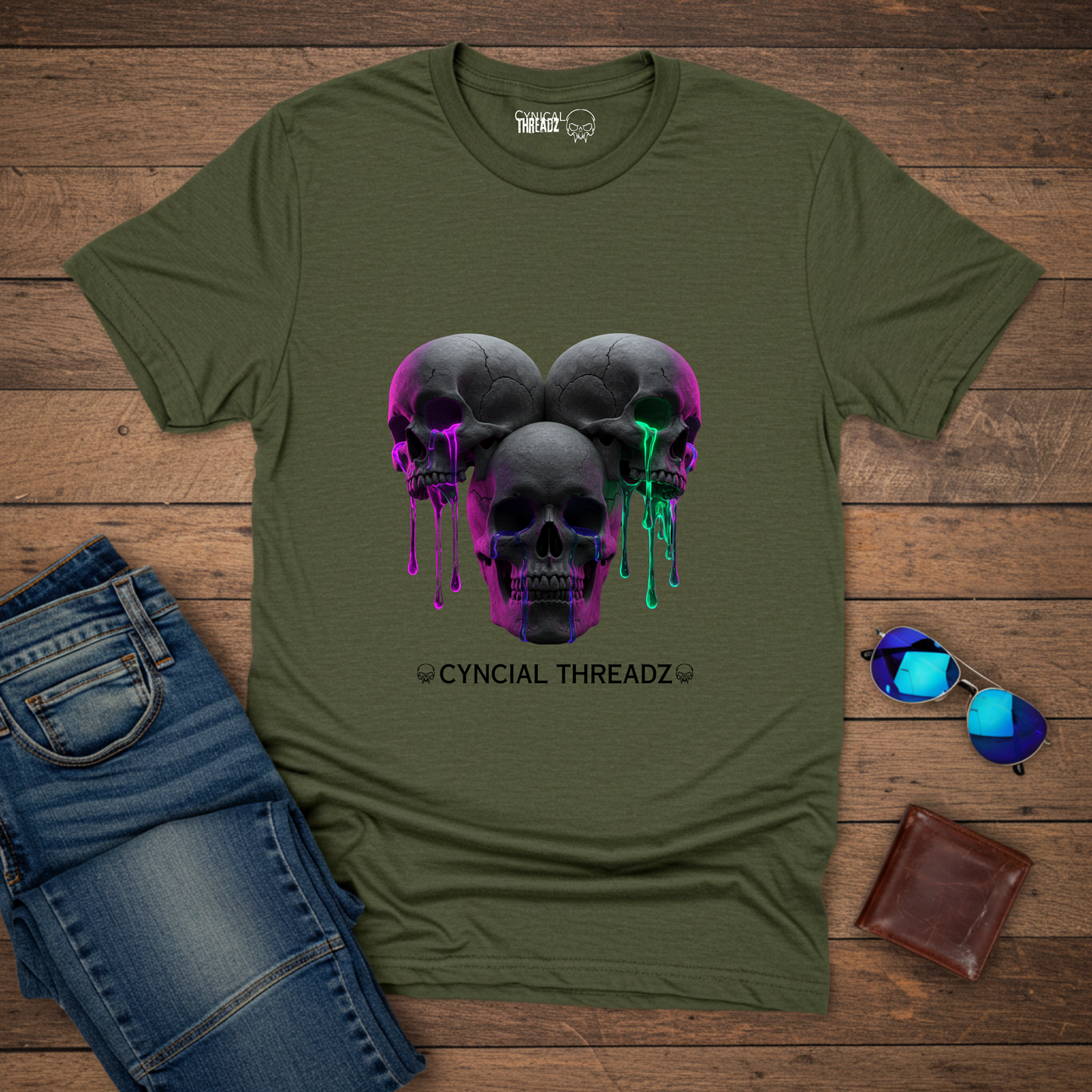 THREE SKULLS, UNISEX T-SHIRT