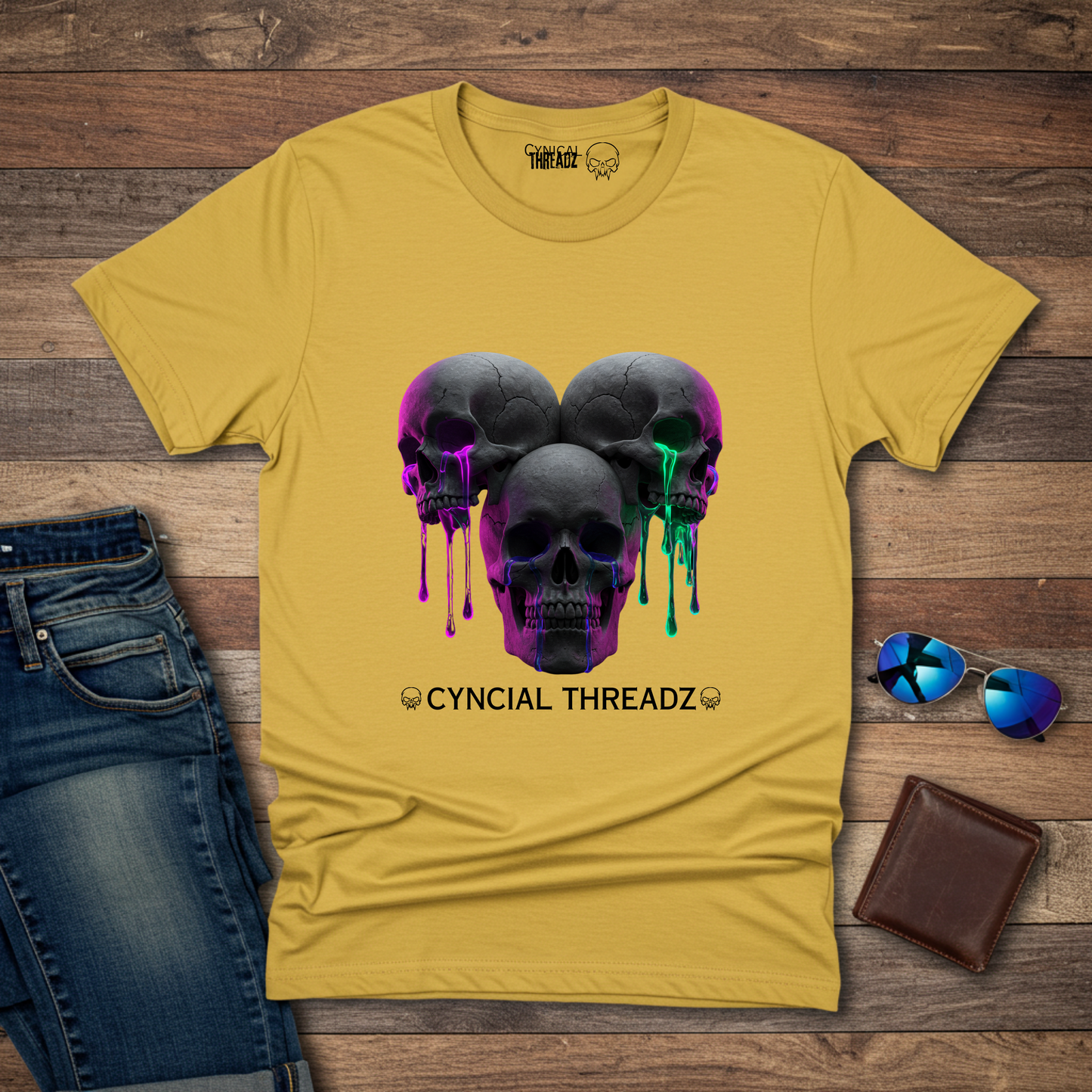 THREE SKULLS, UNISEX T-SHIRT