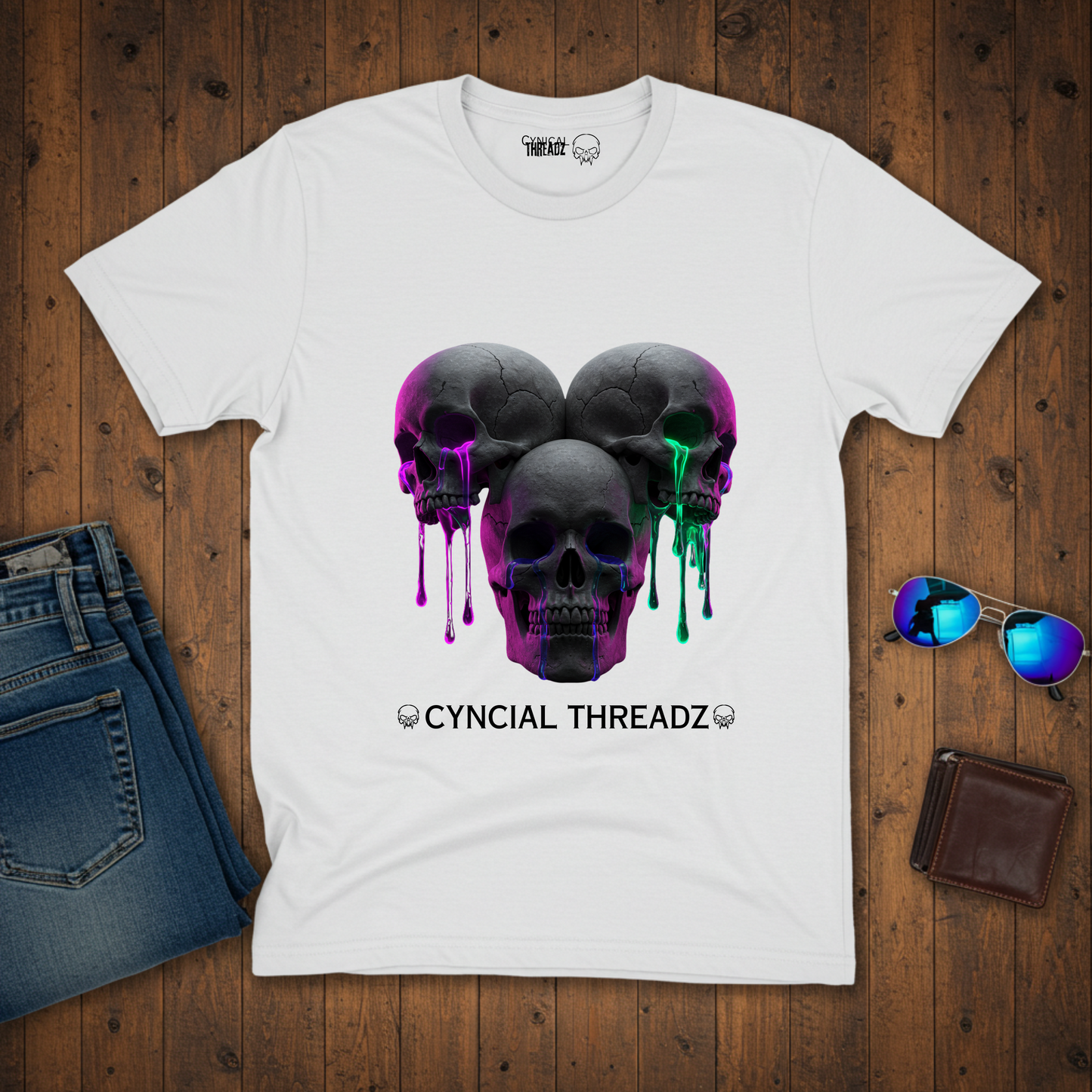 THREE SKULLS, UNISEX T-SHIRT