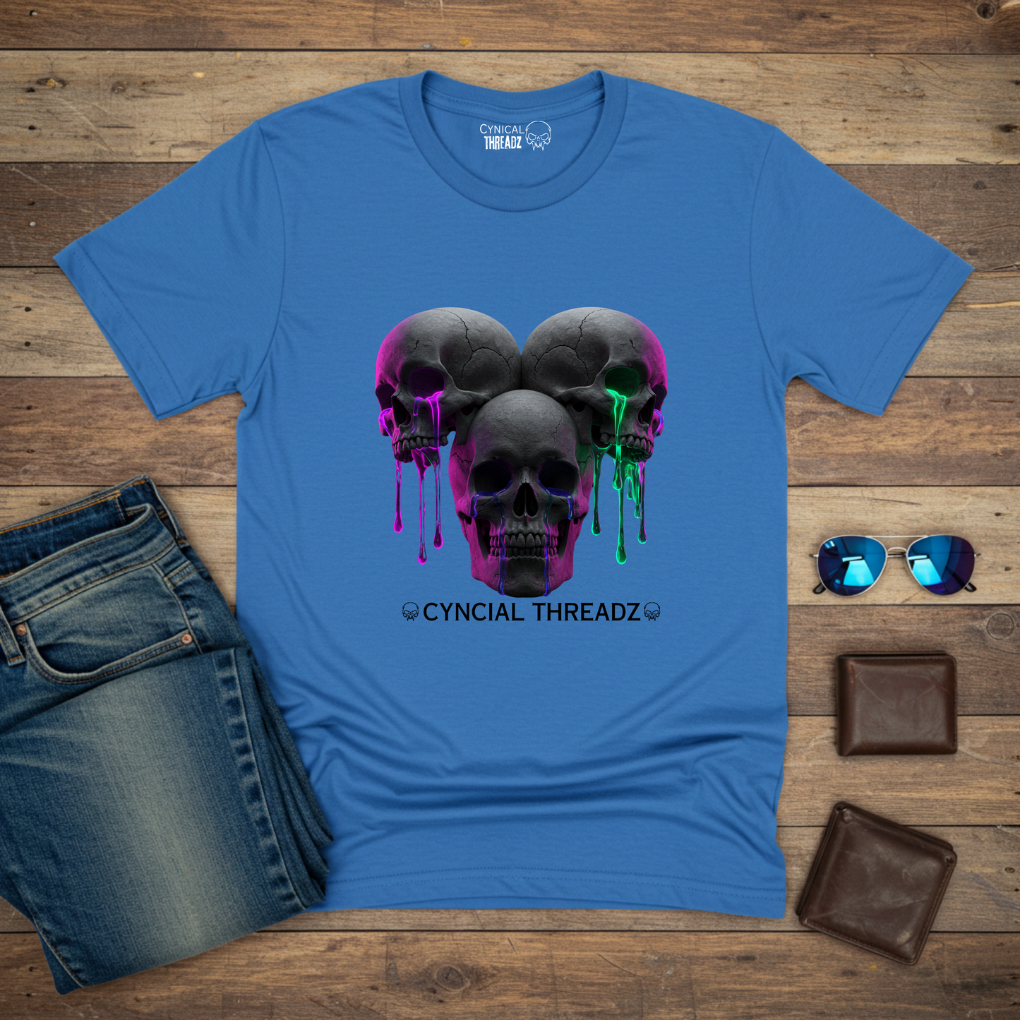 THREE SKULLS, UNISEX T-SHIRT