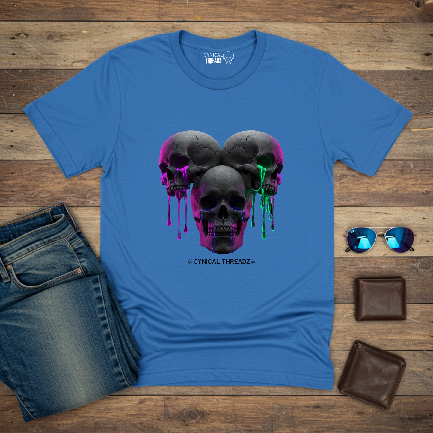 THREE SKULLS, UNISEX T-SHIRT