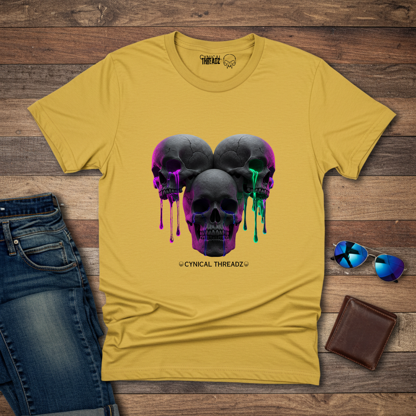 THREE SKULLS, UNISEX T-SHIRT