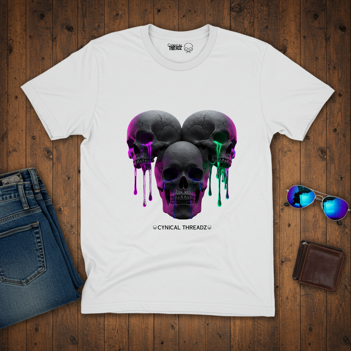 THREE SKULLS, UNISEX T-SHIRT