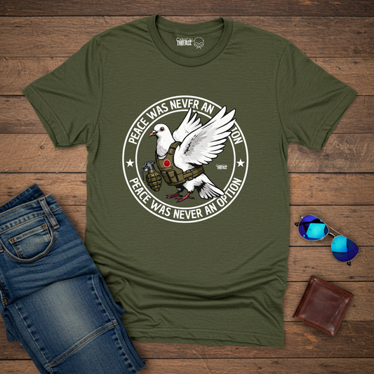Graphic Tee with Dove Wearing Bullet Proof Vest