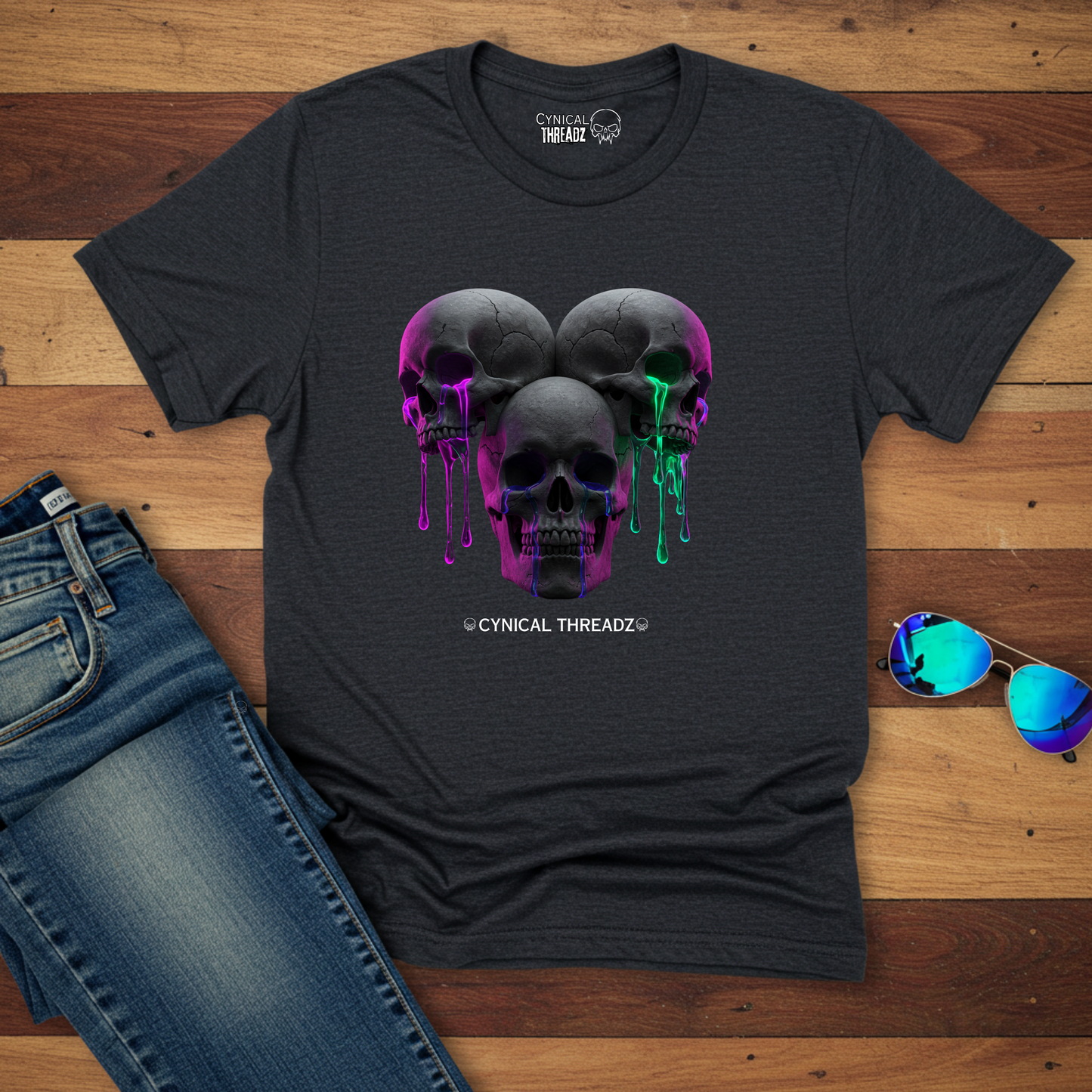 THREE SKULLS, UNISEX T-SHIRT