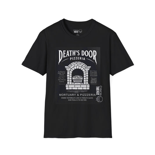 Funny Unisex T-Shirt - Death's Door Mortuary And Pizzeria Design